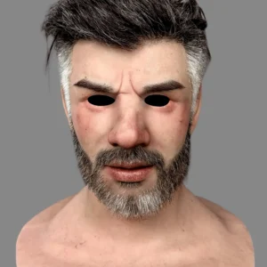 JIAMUSI REALISTIC SILICONE MALE MASK FULL HEAD HUMAN FACE COSTUME FOR COSPLAY, FILM & PRANKS