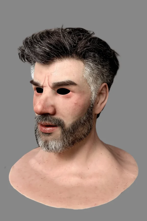 JIAMUSI REALISTIC SILICONE MALE MASK FULL HEAD HUMAN FACE COSTUME FOR COSPLAY, FILM & PRANKS - Image 3